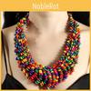 Creative Wooden Colored Bead Woven Necklace Neck Accessories For Holiday Gift
