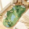 Bedroom Bedside Rug Soft Fluffy Faux Cashmere Floor Mat Green Irregular Floral Pattern Carpet Sweet Girl Home Decoration Rugs