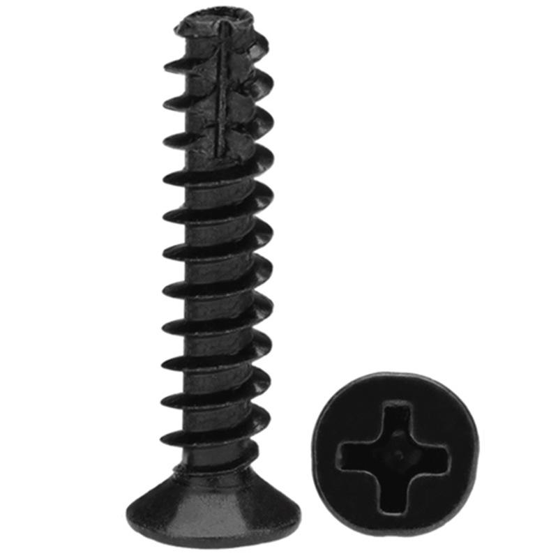 Саморез из черной углеродистой стали KT с потайной головкой, плоской головкой и фрезерованным хвостовиком - размеры M2, M2.6, M3, M4