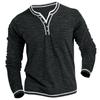 Colored Cotton Small V-neck Open Front Men's T Shirt Casual Autumn Long Sleeve Comfortable Soft Stretch Henley Shirt