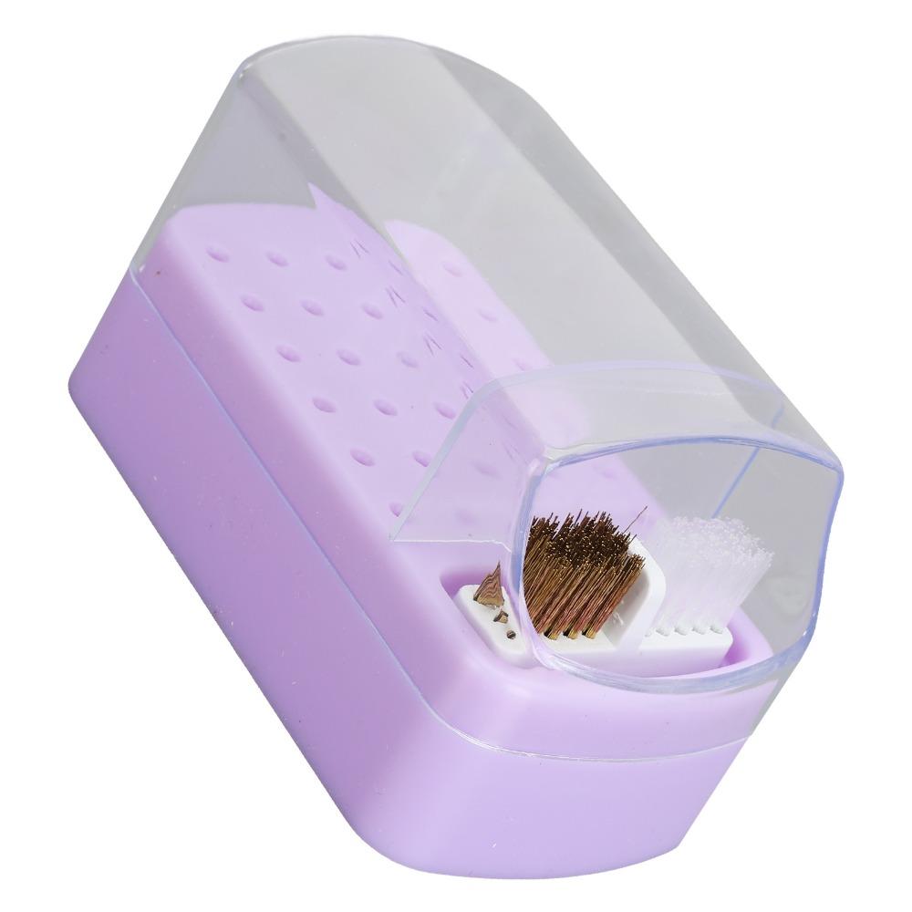 Cleaning Brush Nail Drill Bit Organizer Dustproof Nail Drill Bit Storage Box Salon Use