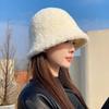 Japanese Women's Lamb Wool Bucket Hat: Warm, Retro, and Flattering for Autumn and Winter.