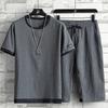 Ice Silk Men's Summer Casual Sportswear Set: Short Sleeve & Seven-Point Pants