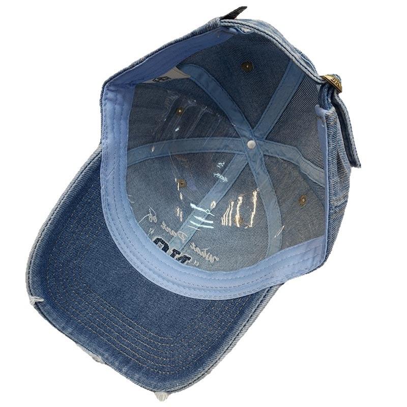 Letter embroidery soft top baseball cap old worn brim cap men's and women's street versatile casual sun hat