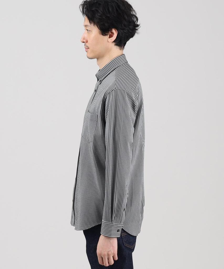 Takeo Kikuchi Повседневная антибактериальная и всесезонная трикотажная рубашка из сирсакера светло-бежевого цвета, размер 03 07081506, устойчивая к запаху, рубашка, мужская, (051), (L),