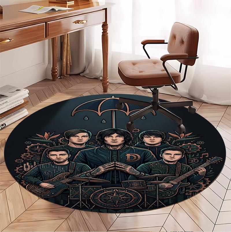 Bring Me the Horizon Pattern Round Rug, Indoor/Outdoor Mat, for Picnic, Gameroom, Bedroom, Office, Living Room, Home Decor Carpet, Birthday Gift