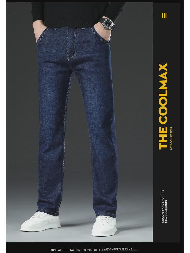 Мужские свободные прямые джинсы из бархата с высокой талией — удобные, качественные зимние брюки для мужчин среднего возраста