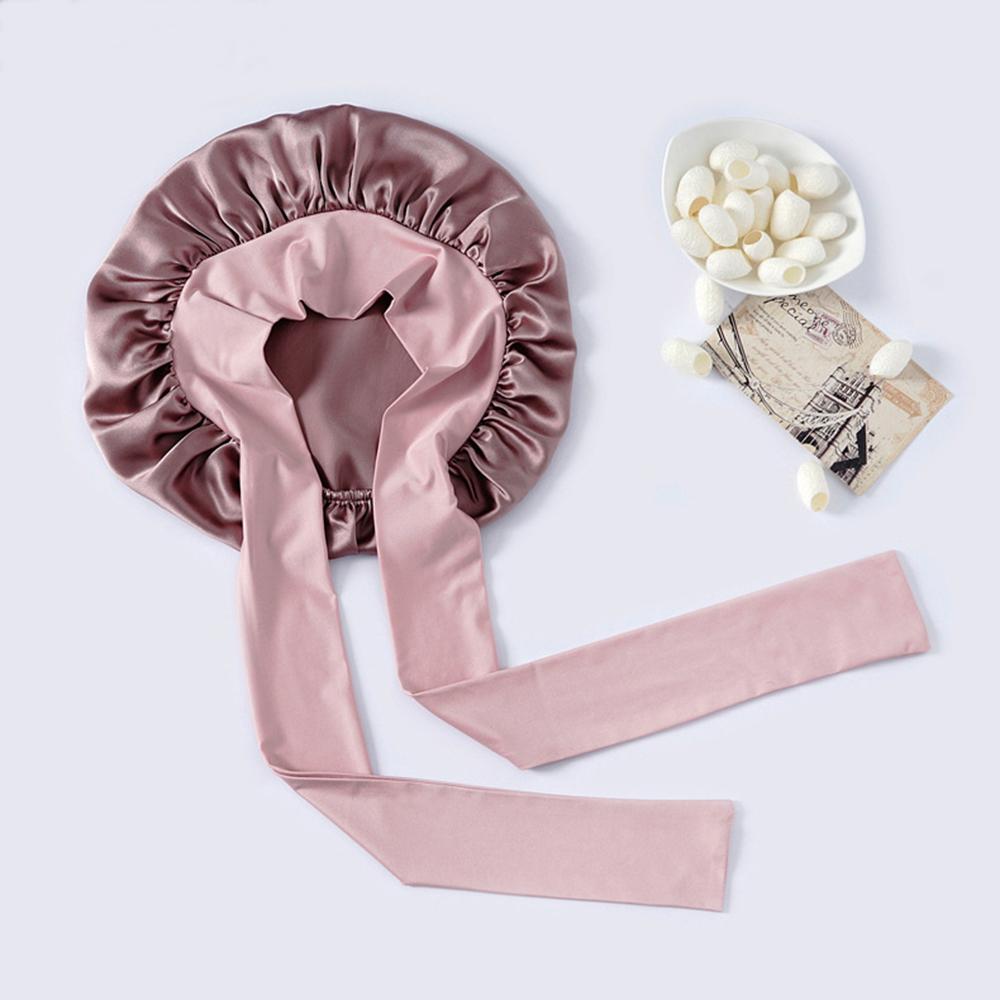 Женский спальный чепчик из 100% тутового шелка, большая шапочка для сна с широкой эластичной лентой для ухода за вьющимися волосами с косами дредов