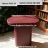 Artistic Oval Cement Side Table: Industrial Vintage Style for Living Room, Bedroom, or Corner Storage