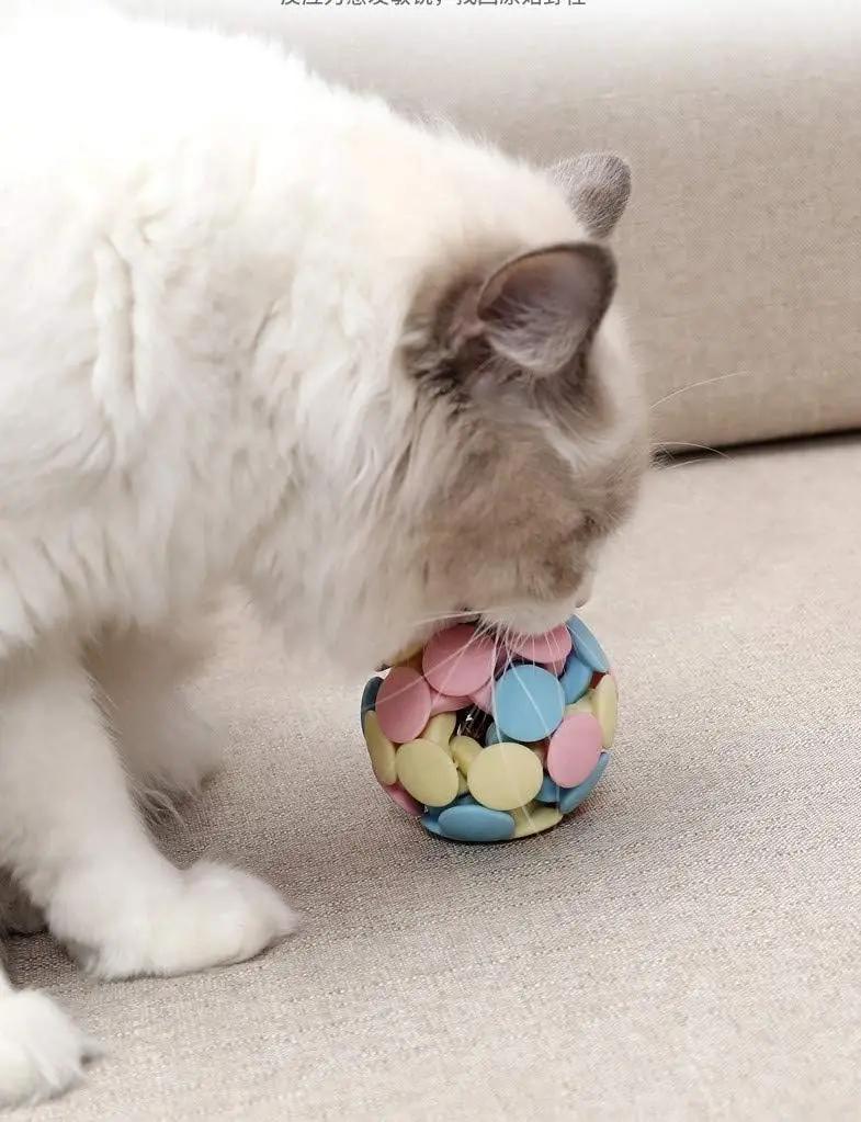 Interactive Cat Toys Ball with Bell Durable Dog Chew Toy for Small Medium Large Dogs Teeth Cleaning Rubber Balls Pet Supplies