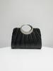 Elegant Pleated Leather Evening Handbag for Weddings and Parties