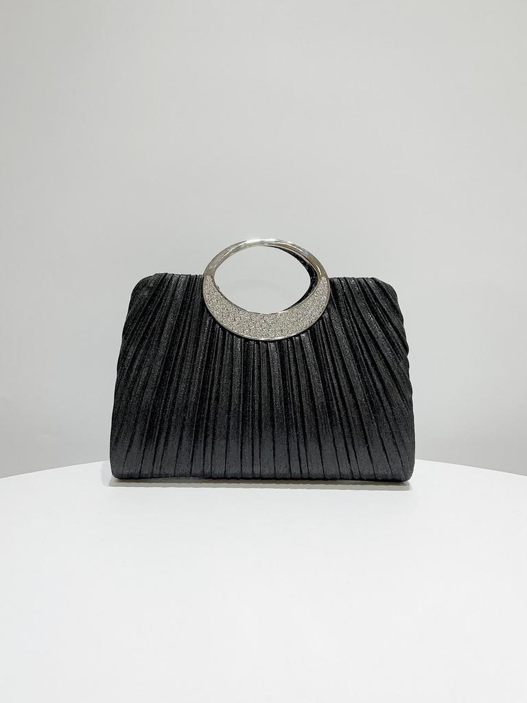 Elegant Pleated Leather Evening Handbag for Weddings and Parties