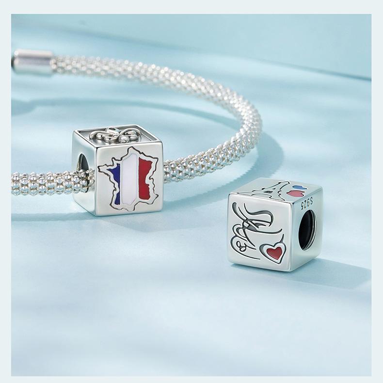 S925 Sterling Silver American Polish Commemorative Beads Popular Cube Collection Loose Beads Beads