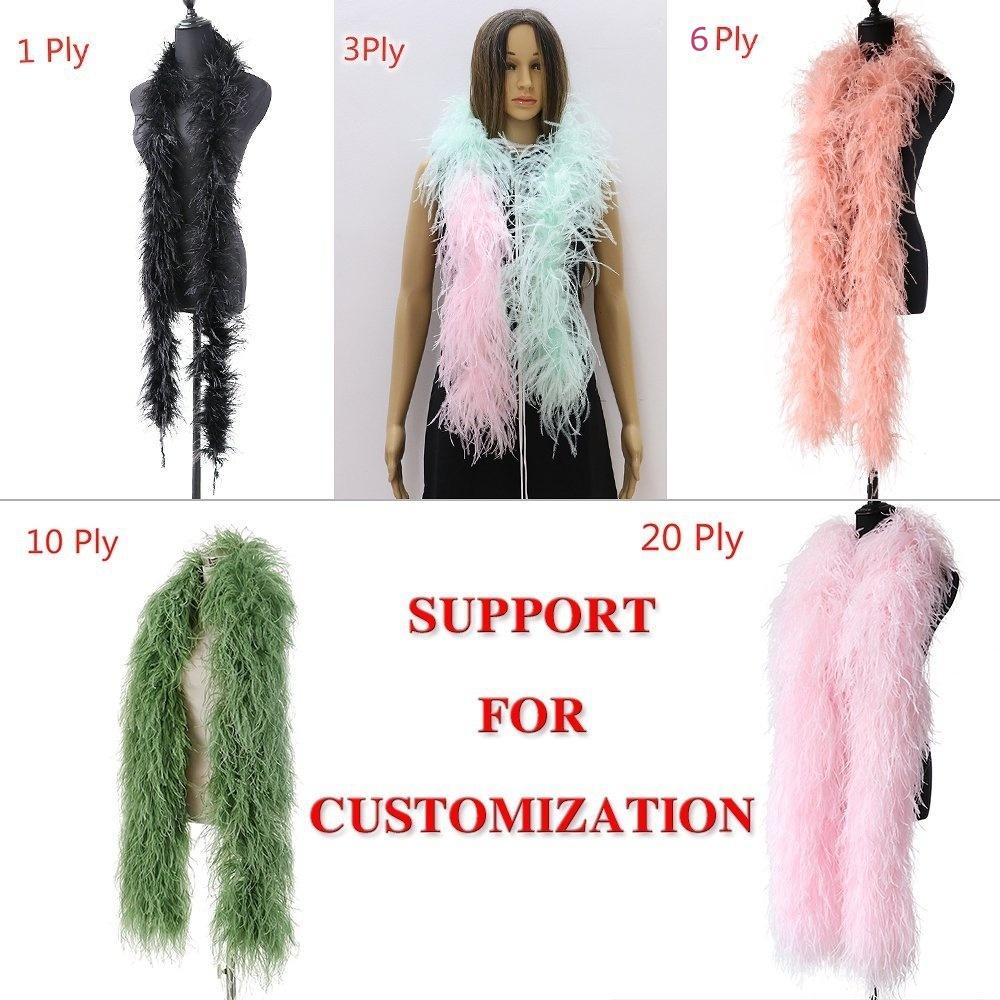 DIY 1 3 6 10 20Ply Natural Ostrich Feathers Boa 2 Meter Fluffy Ostrich feather Shawl for Wedding Party Dress Sewing Decoration Scarf