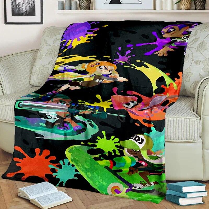 3D Games Splatoon,PC Gamer Cartoon Blanket,Soft Throw Blanket for Home Bedroom Bed Sofa Picnic Travel Office Cover Blanket Kids