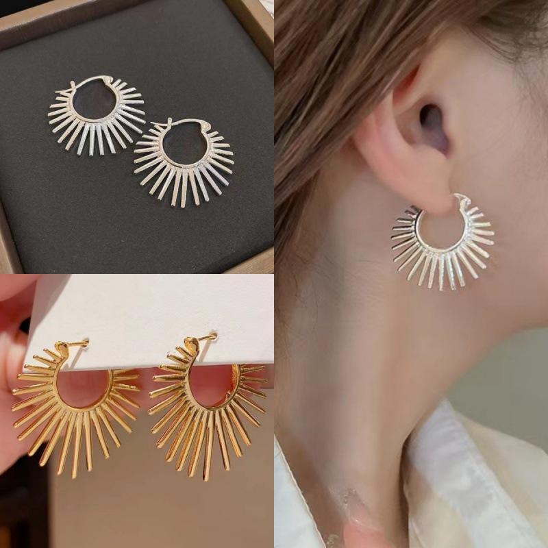 Гальванизированный сплав Хип-хоп Неправильной круглой формы Каффы - Женские серьги с дизайном, не тускнеющие