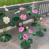 Искусственная композиция из цветов лотоса с листьями и бутонами для украшения пруда и фотосессий