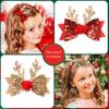 Sparkling Hair Clip with Sequins Cute Bowknot Deer Horn Hairpin for Girls Perfect Festive Headwear Christmas Present