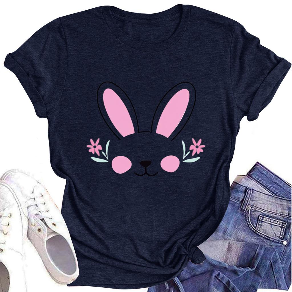 Women's Printed Round Neck Short-sleeved T-shirt Top