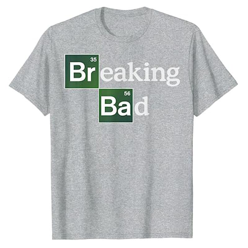 Breaking Bad Periodic Square T-Shirt I Am The One Who Knocks Blue Hue Portrait Tee Funny Heisenberg Desert Horizon Outline Tops