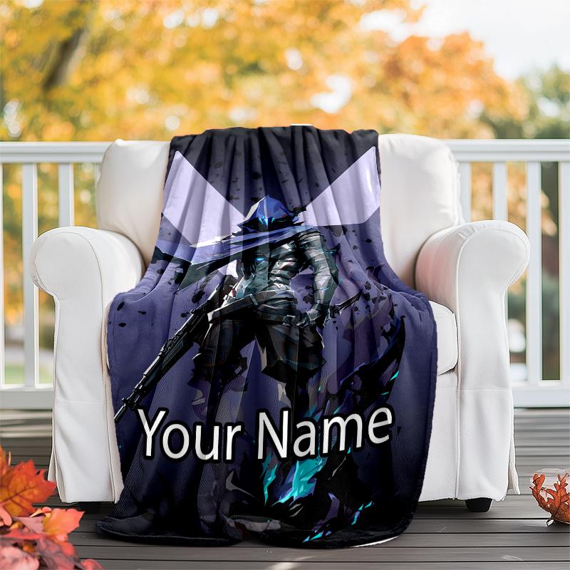 Custom Name Valorant Theme Printed Blanket - Perfect for Couch, Bed, Travel & Outdoor Use | Machine Washable, Cozy & Durable.
