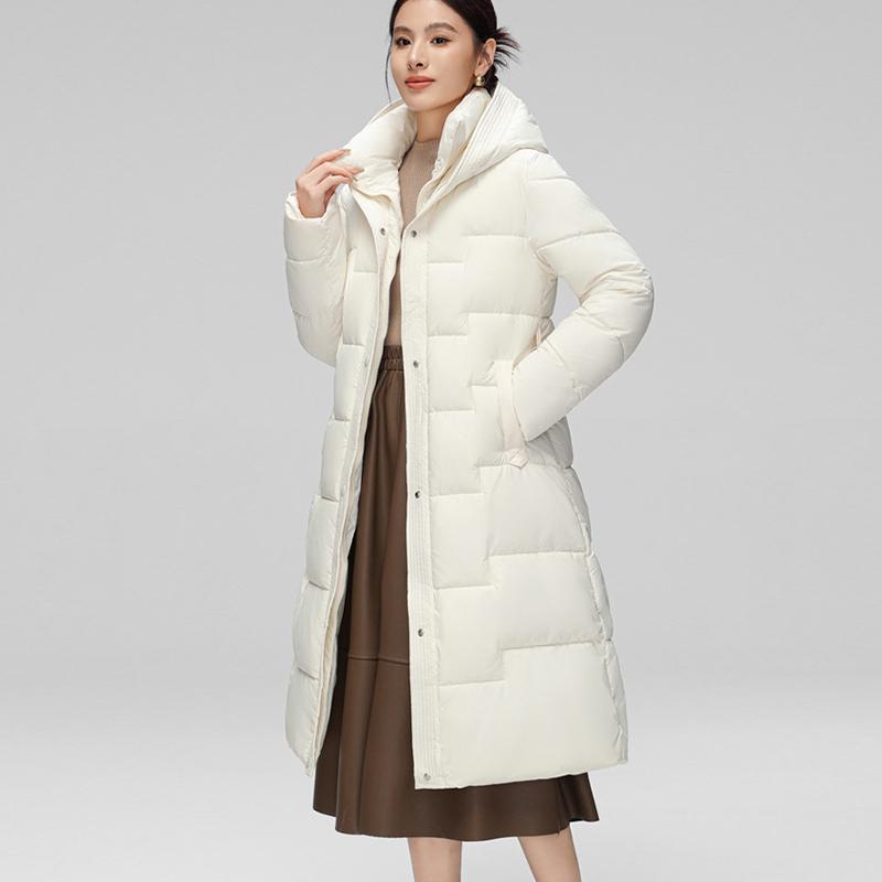 Зимняя женская длинная хлопковая куртка на утином пуху с поясом, толстая теплая роскошная тонкая парка с капюшоном