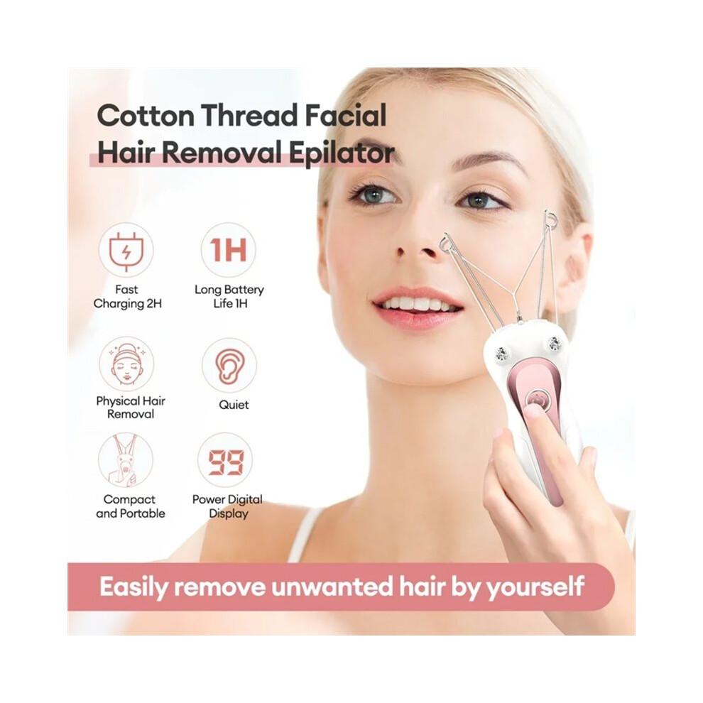 Épilateur Électrique à Fil de Coton pour Femmes, Rechargeable, pour le Visage, le Corps et les Jambes. Épilateur avec Écran LCD.