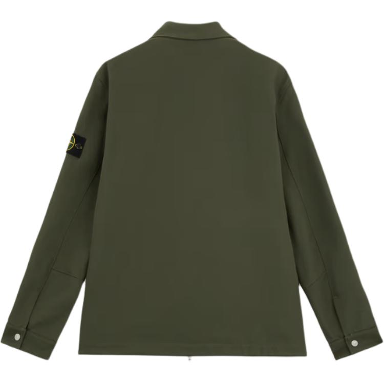 Stone Island Solid Color Badge Chest Pocket Zip Collar Long Sleeve Jacket Men Jacket Green 811511103-V0059