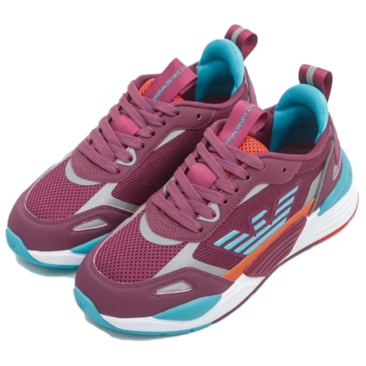 Emporio Armani EA7 Кожаные Удобные Универсальные Дышащие Низкие Повседневные Кроссовки Женские Фиолетовый X8X070XK165Q244