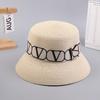 Трендовые буквы Плетеная рыбацкая женская Простая соломенная шляпа Солнцезащитные шляпы Для путешествий на открытом воздухе Пляжная панама Шляпы-ведра для женщин