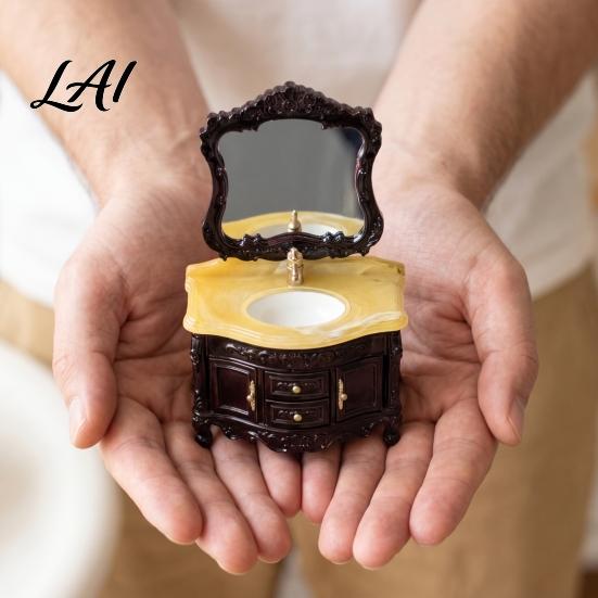 Miniature Sink for Doll Mansion Cabinet 46034 Scale Mirror with Vanity Bathroom Furniture Hobbyists Miniature