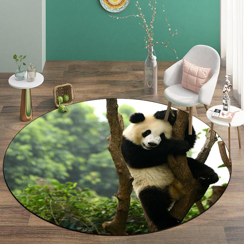 Милый напольный коврик с пандой для детей, круглый детский ковер для комнаты, супер мягкий коврик из микрофибры, губчатый коврик для спальни, моющийся кавайный декор