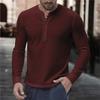 Men's Autumn and Winter Versatile Base Long-sleeved Casual Horizontal Striped Henry T-shirt