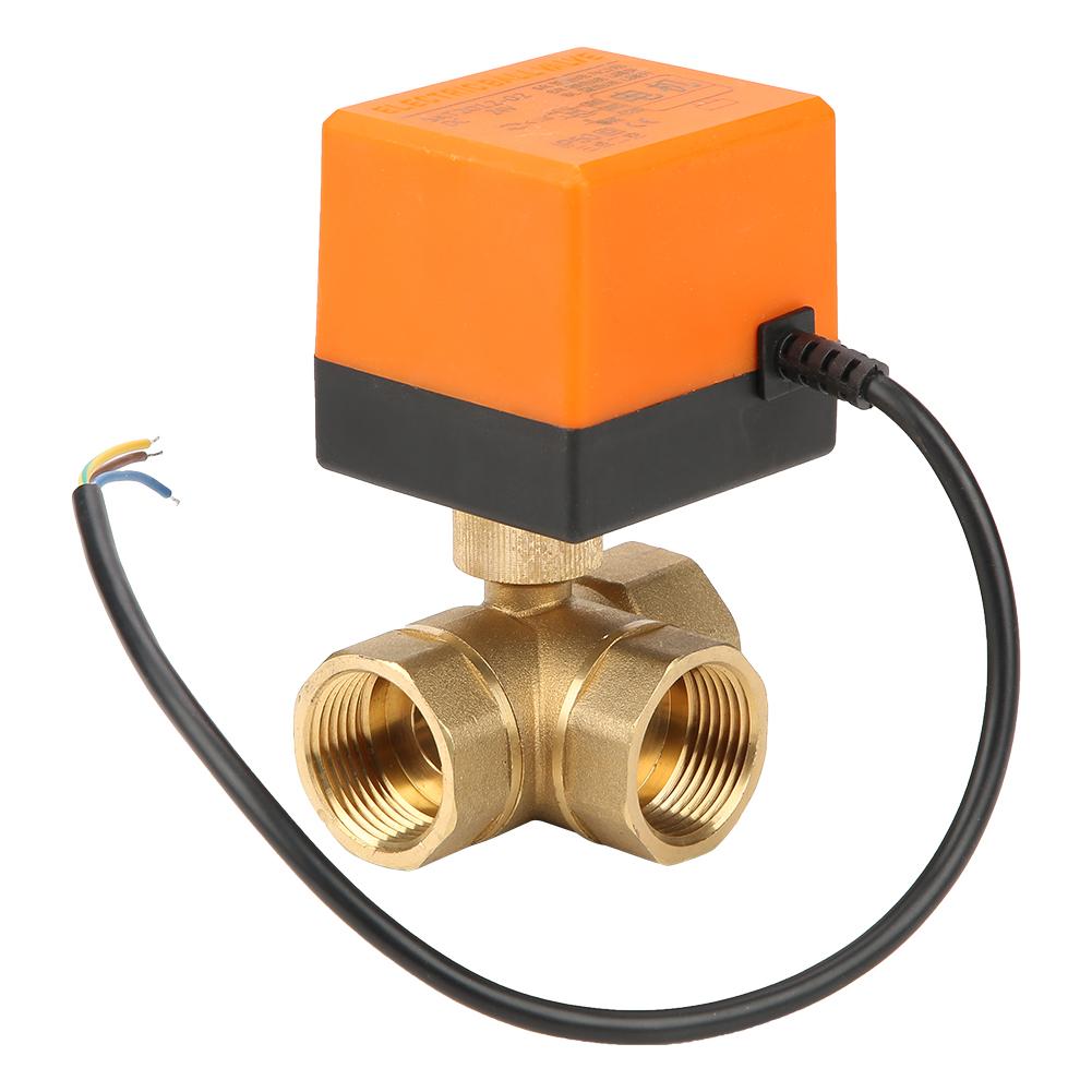 DN25 G1 Brass 3 Way Motorized Ball Electrical Valve for Air Conditioner DC24V