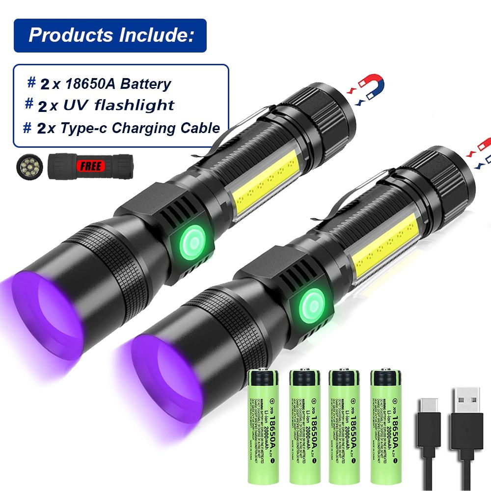 УФ-фонарик, светодиодный ультрафиолетовый фонарь, масштабируемый мини-ультрафиолетовый фонарь, 395/365 нм, инспекционная лампа, детектор пятен мочи домашних животных, инструменты