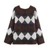 FH5127 2025 Fall Casual Knit Sweater Round Neck Long Sleeve S-M-L