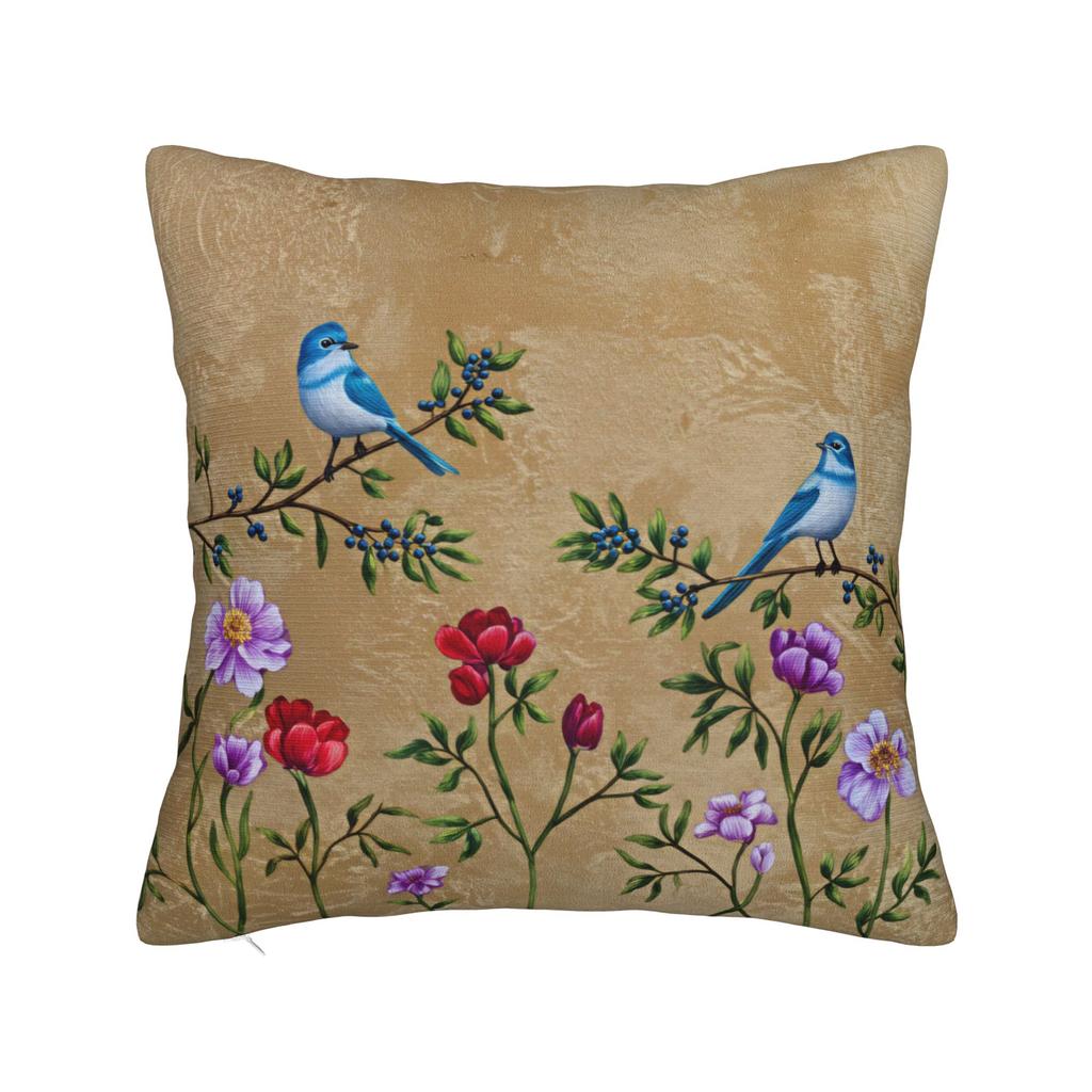 Flowers And Birds Pillow Cover Vintage Pillow Case For Living Room Bed Chair Comfy Pillowcases Gift Idea