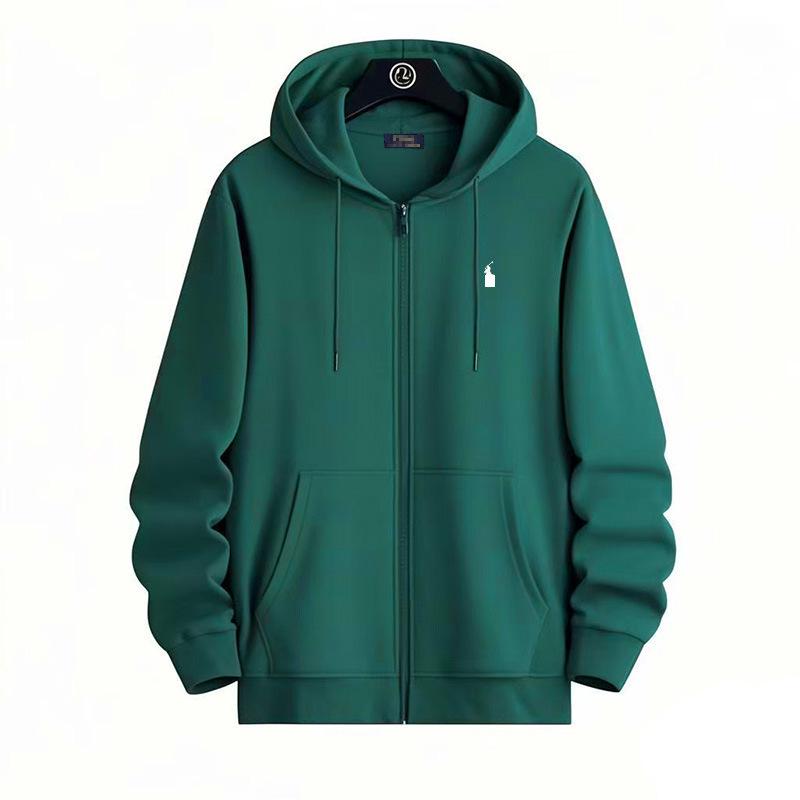 Мужская повседневная толстовка на молнии с длинным рукавом RL с вышивкой маленькой лошади