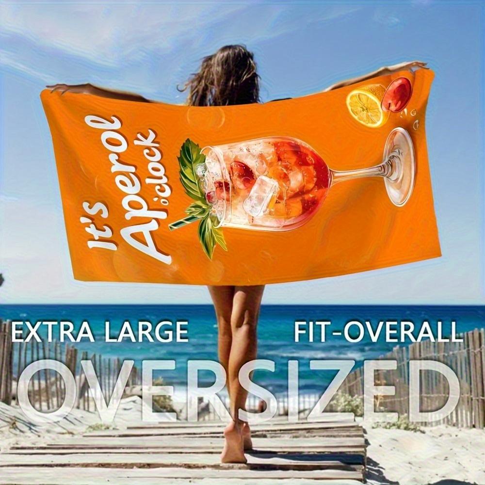 1 шт. Пляжное полотенце Aperol Spritz, Быстросохнущий полиэстер, Легкое, мягкое, для плавания, серфинга и кемпинга, Унисекс, дорожный аксессуар, I