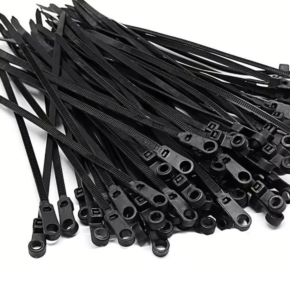 100pcs Nylon Screw Hole Cable Ties Self-Locking Heavy Duty Fixed Nylon Cable Ties Universal Reusable Cord Zip Ties