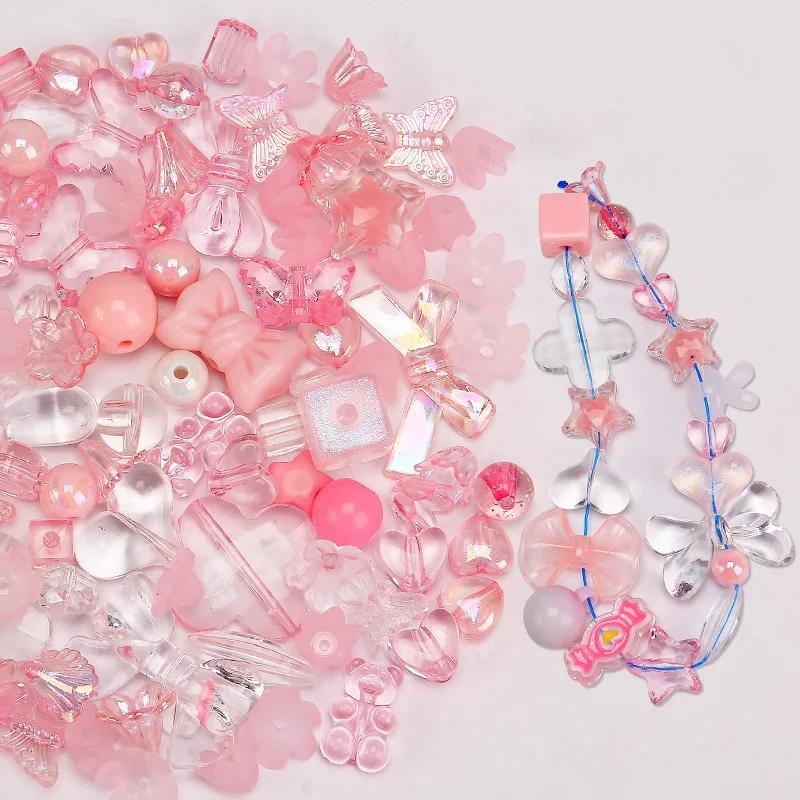 Смешайте акриловые бусины в форме сердца, бусины в форме цветка для поделок своими руками, изготовление швейных принадлежностей из бисера