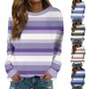 Women's Fashion Casual Long Sleeve Printed Round Neck Woolen Knit Pullover Top