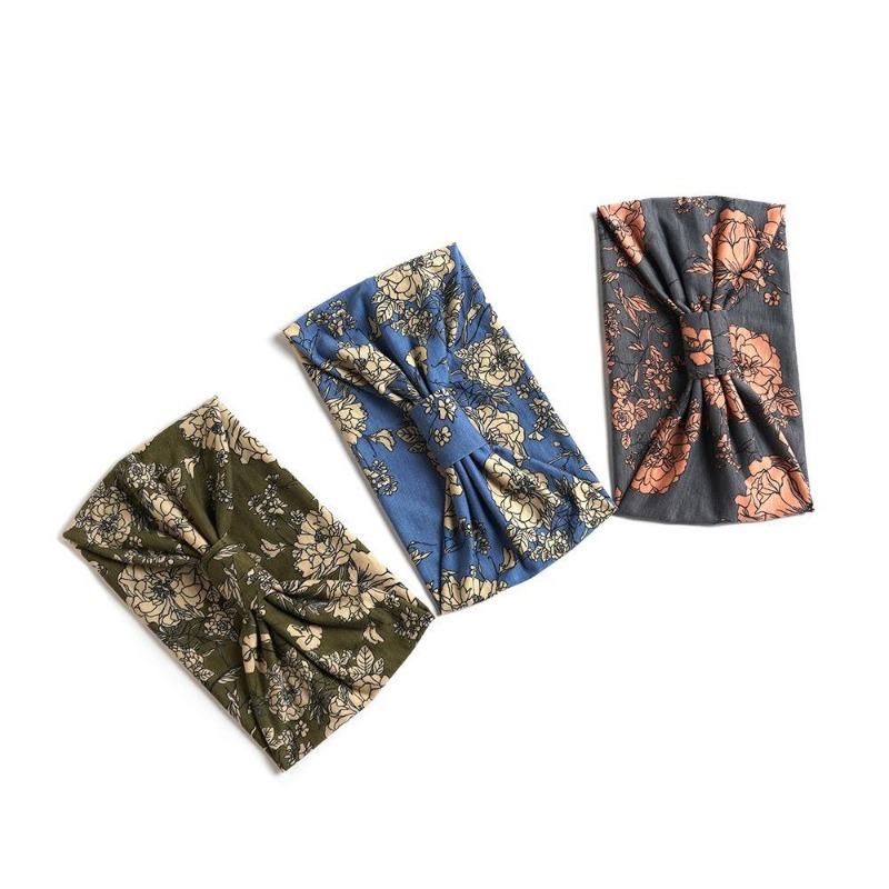 Summer Bohemian Bandanas Elastic Hair Bands Yoga Exercise Cotton Headband Women Headwear Print Vintage Cross Unisex Scrunchies