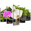 Five Piece Picture Canvas Print Orchid Bamboo Stones