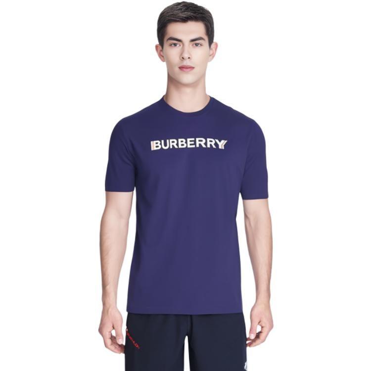 Burberry Футболки Мужские Синие С Круглым Вырезом Средние 80530131