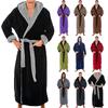 Men's Winter Lengthened Plush Shawl Bathrobe Home Clothes Long Sleeved Robe Coat