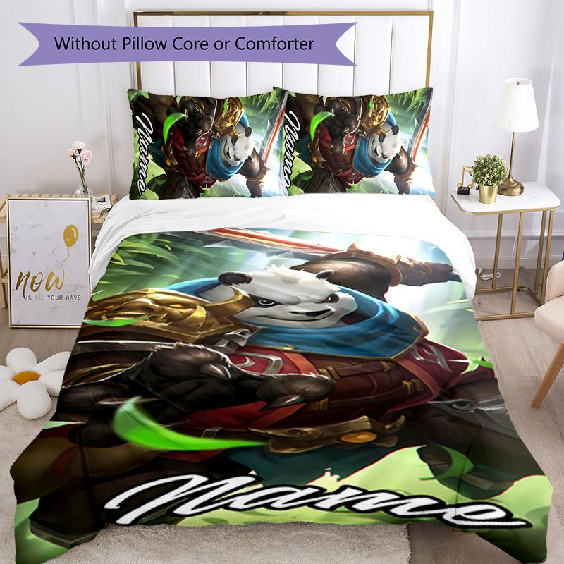 3pcs Custom Name World of Warcraft Bedding Set Duvet Cover Closure Includes 1 Duvet Cover & 2 Pillowcases for All Seasons Bedroom Decor