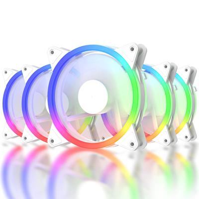 UpHere 120мм RGB вентилятор для корпуса ПК со светодиодным кольцом, который полностью подсвечивается, бесшумный 25мм 6PIN SATA контроллер питания и пульт дистанционного управления белый набор из 5 штук, тип,