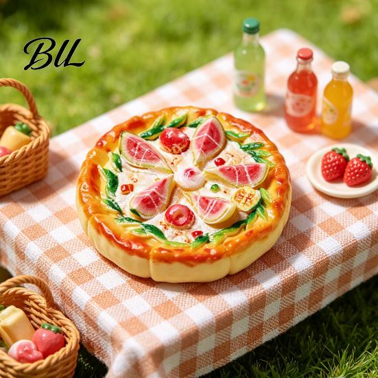 Synthetic Resin Decorations 2Pcs Mini Pizza Ornaments, Realistic Miniatures, Tiny Photography Props for Crafts Food Ornaments DIY Craft Project, Doll