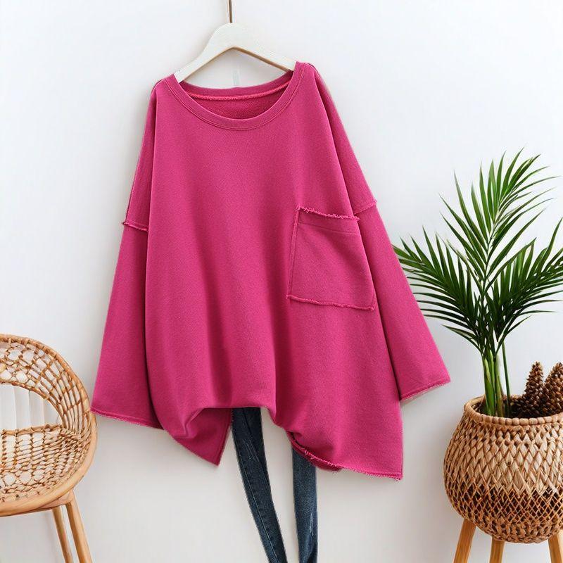 Женский худи большого размера однотонный с длинным рукавом и карманом, весна-осень, свободный крой, повседневный, оверсайз, пуловер